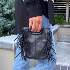 Maje leather mini m bag with chain